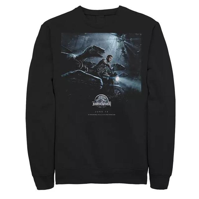 Mens Jurassic World Owen Ride Raptor Movie Poster Sweatshirt Blue Product Image