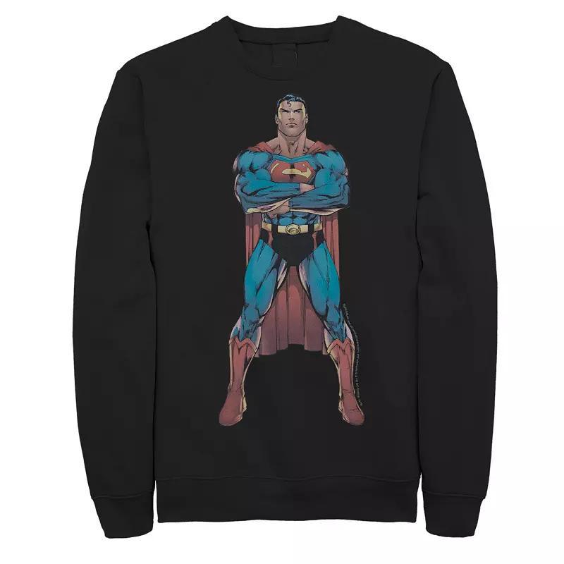 Mens DC Comics Superman Power Stance Comic Poster Sweatshirt Black Product Image