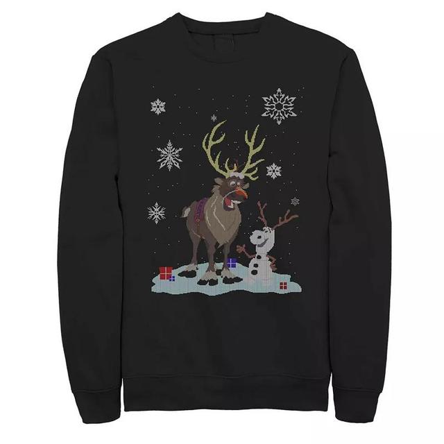 Mens Disney Frozen Olaf Sven Snow Clones Fleece Sweater Black Product Image