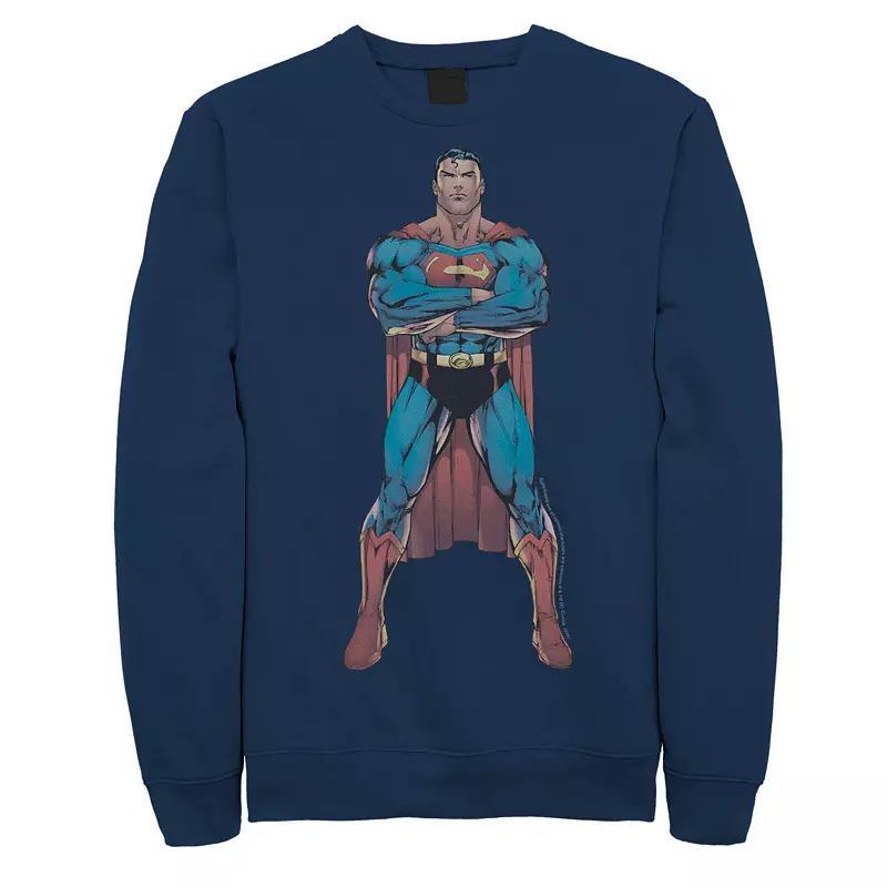 Mens DC Comics Superman Power Stance Comic Poster Sweatshirt Black Product Image