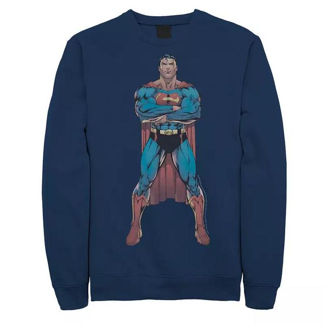 Mens DC Comics Superman Power Stance Comic Poster Sweatshirt Product Image