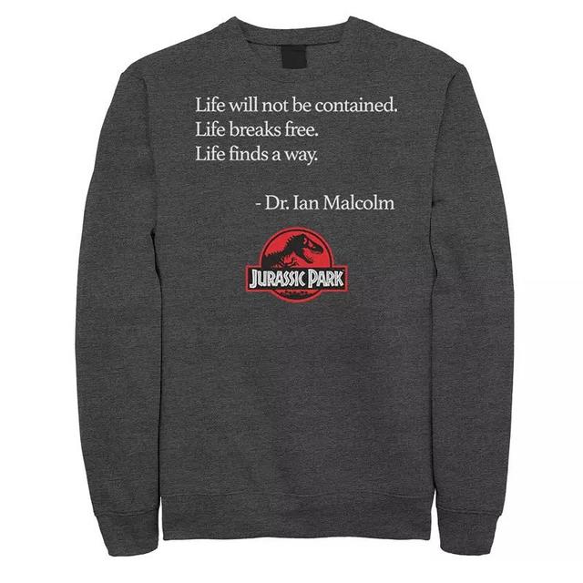 Mens Jurassic Park Life Finds A Way Quote Sweatshirt Grey Heather Product Image