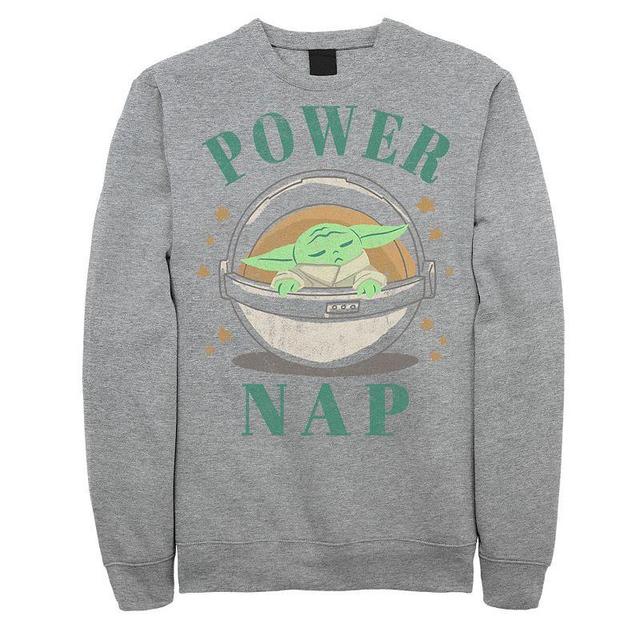 Mens Star Wars The Mandalorian The Child Aka Baby Yoda Power Nap Portrait Sweatshirt Athletic Grey Product Image