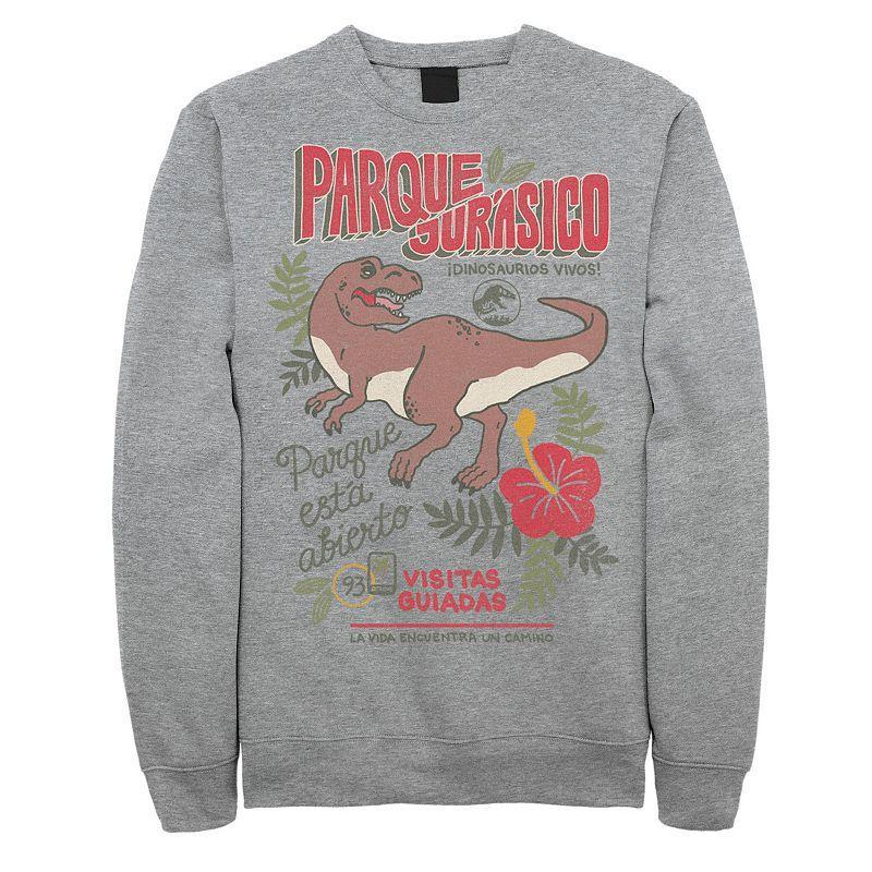 Mens Jurassic Park Spanish Opening Day Poster Sweatshirt Athletic Grey Product Image