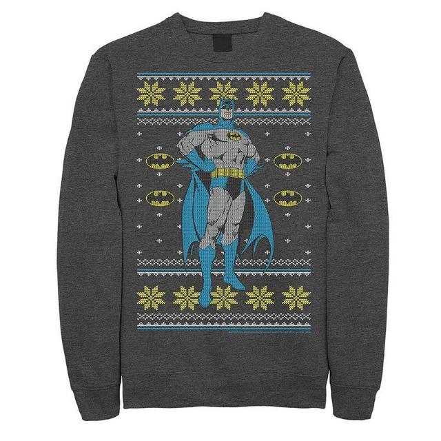 Mens DC Comics Batman Power Stance Christmas Sweater Style Sweatshirt Blue Product Image