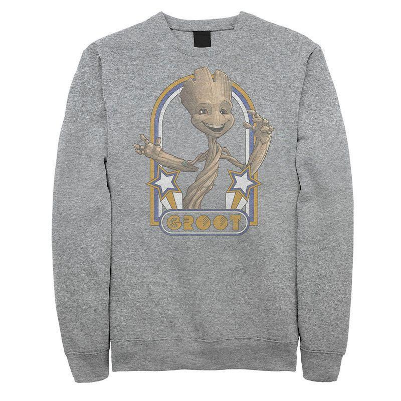 Big & Tall Marvel Guardians of The Galaxy Groot Retro Star Portrait Graphic Fleece, Mens Athletic Grey Product Image