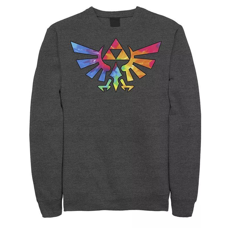 Mens Nintendo Legend of Zelda Triforce Symbol Tie Dye Sweatshirt Grey Heather Product Image