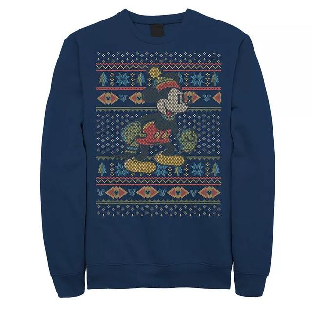 Disneys Mickey Mouse Christmas Sweater Style Mens Sweatshirt Blue Product Image