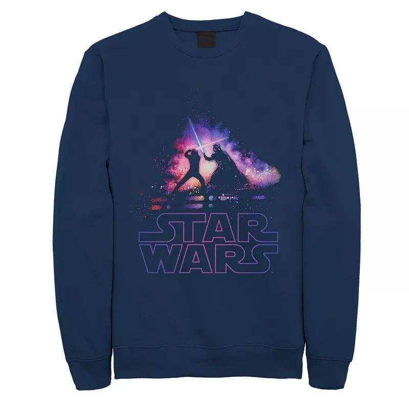 Mens Star Wars Luke Vs. Darth Vader Ugly Christmas Fleece Blue Product Image