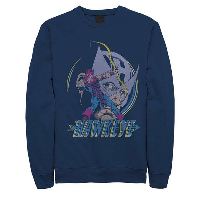 Mens Marvel Hawkeye Retro Logo Portrait Fleece Blue Product Image