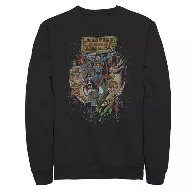 Mens DC Comics Justice League Group Shot Distressed Poster Sweatshirt Product Image