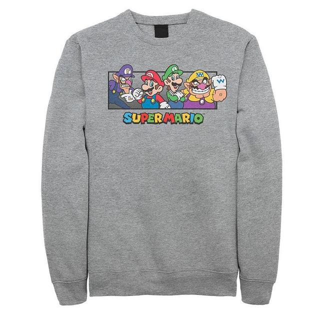 Mens Super Mario Bros. Character Collage Portrait Fleece Athletic Grey Product Image