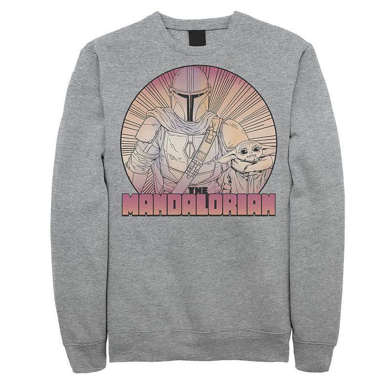 Mens Star Wars The Mandalorian The Child Gradient Line Art Hoodie Athletic Grey Product Image