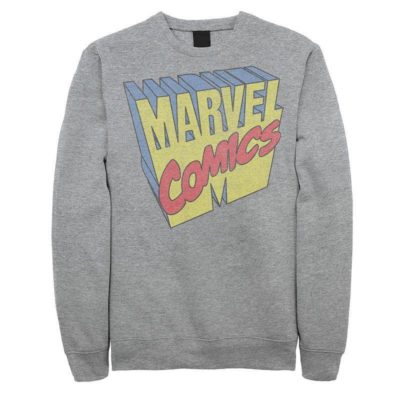 Mens Marvel Comics Three Dimensional Logo Sweatshirt Athletic Grey Product Image