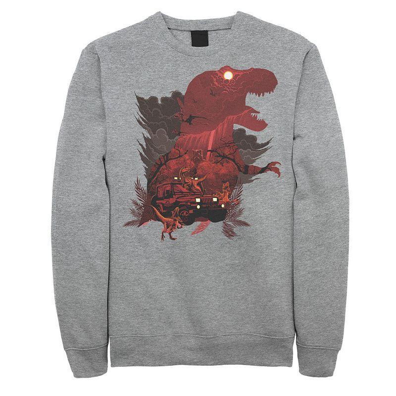 Mens Jurassic Park T-Rex Collage Sweatshirt Athletic Grey product image