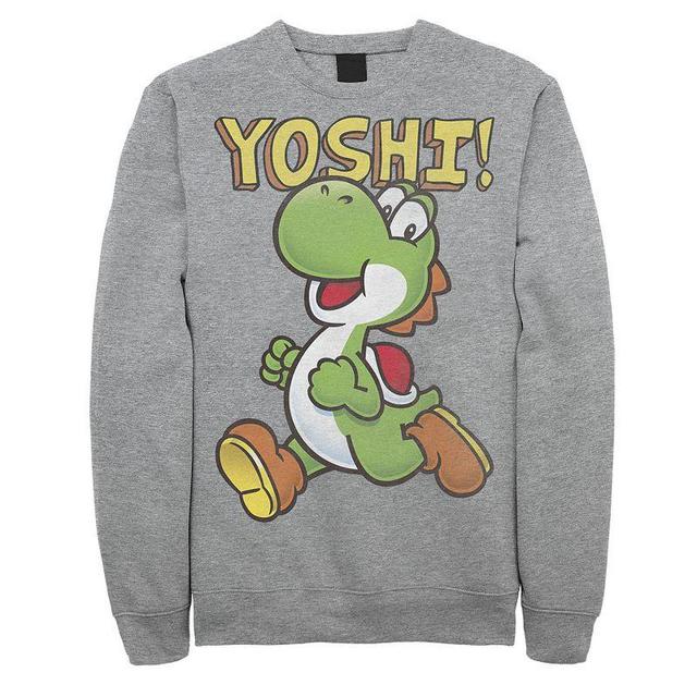 Big & Tall Nintendo Super Mario Bros Yoshi Green Dinosaur Fleece Sweatshirt, Mens Athletic Grey Product Image