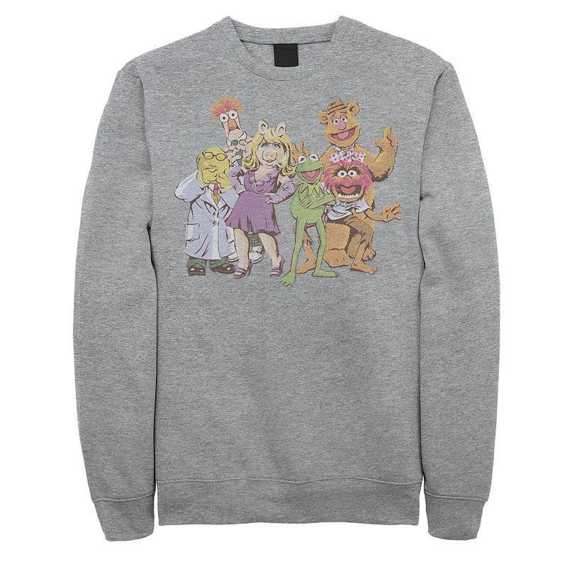 Disneys Muppets Mens Illustrated Fleece Sweatshirt Athletic Grey Product Image