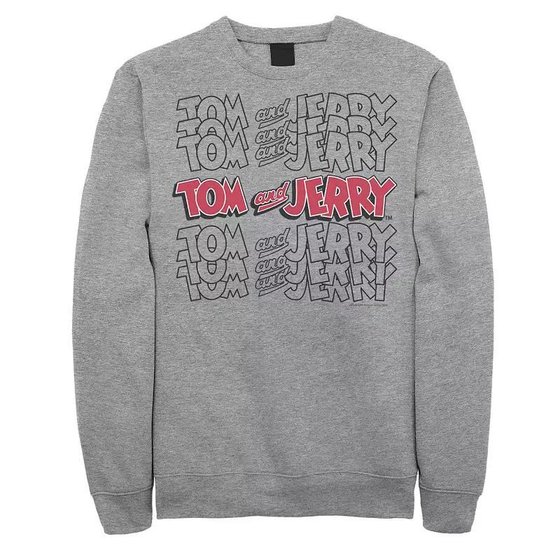 Mens Tom And Jerry Logo Stack Sweatshirt, Mens Athletic Grey Product Image