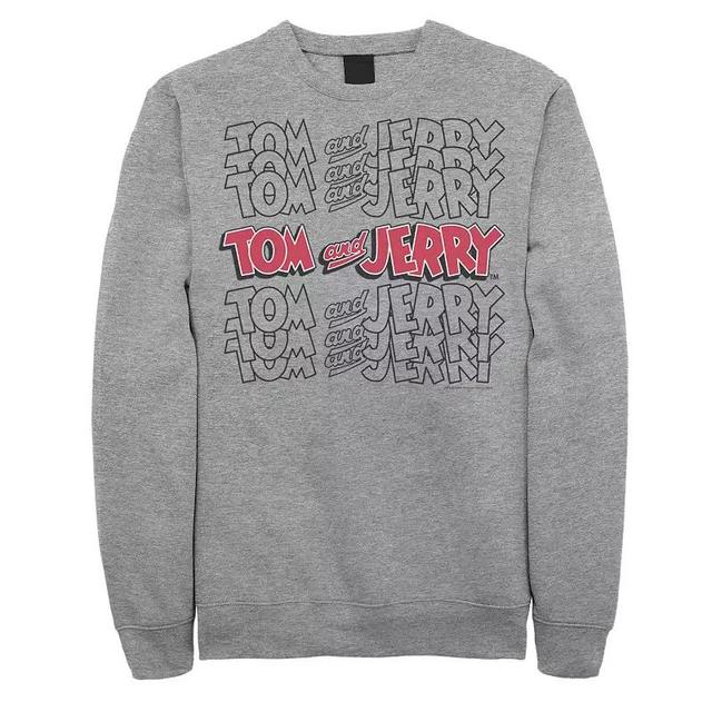 Mens Tom And Jerry Logo Stack Sweatshirt, Mens Athletic Grey Product Image