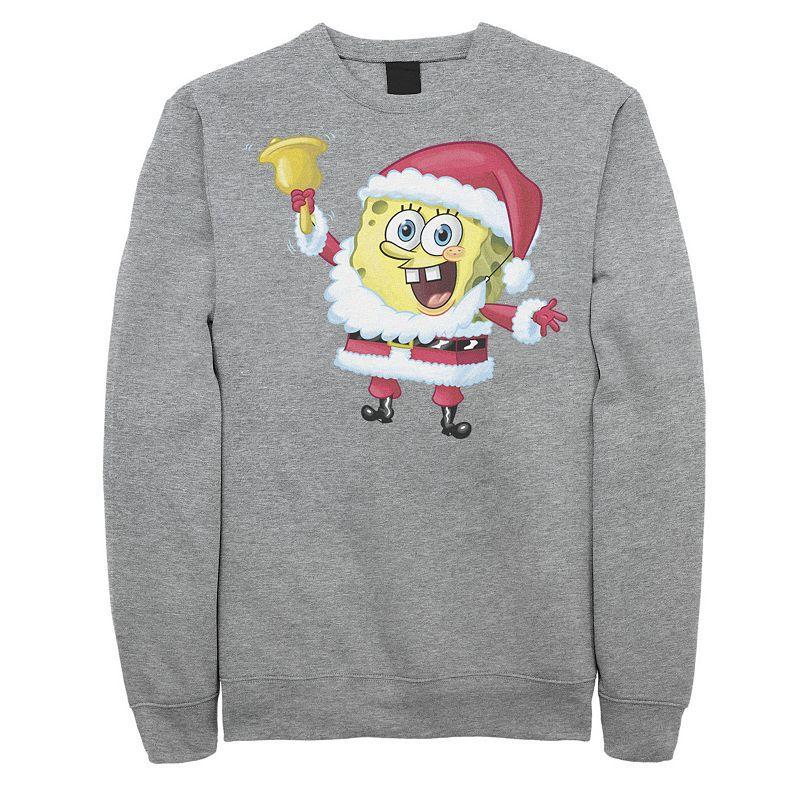 Mens Nickelodeon SpongeBob SquarePants Santa Claus Sweatshirt Athletic Grey Product Image