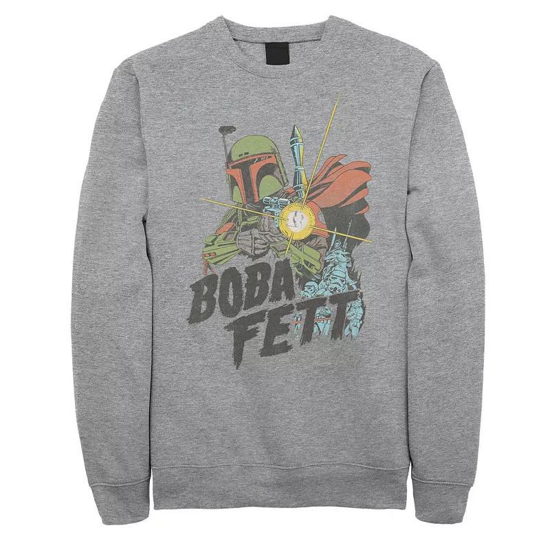 Mens Star Wars Boba Fett Retro Portrait Sweatshirt Athletic Grey Product Image