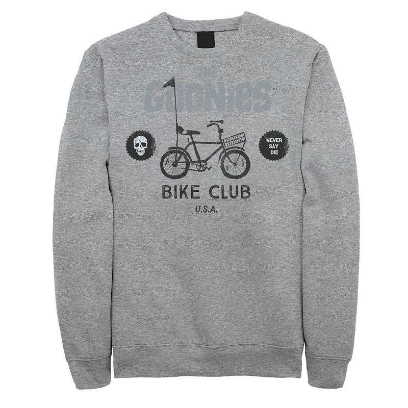 Mens The Goonies Bike Club Never Say Die Text Sweatshirt Athletic Grey Product Image