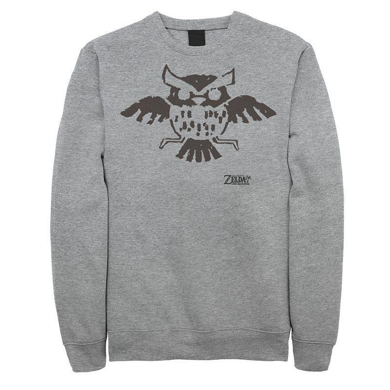 Mens Nintendo Legend Of Zelda Links Awakening Owl Glyph Graphic Fleece Pullover Athletic Grey Product Image