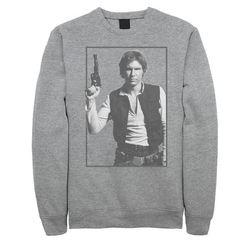 Mens Star Wars Han Solo Black And White Poster Sweatshirt Athletic Grey Product Image