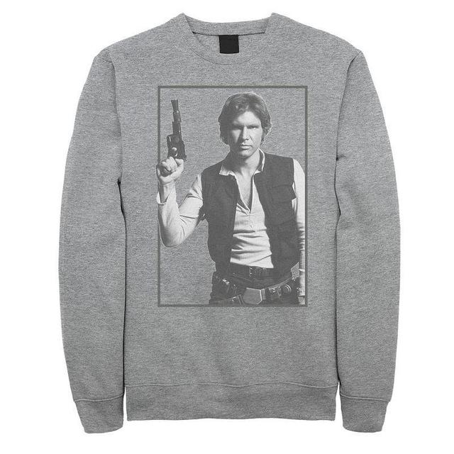 Mens Star Wars Han Solo Black And White Poster Sweatshirt Athletic Grey Product Image