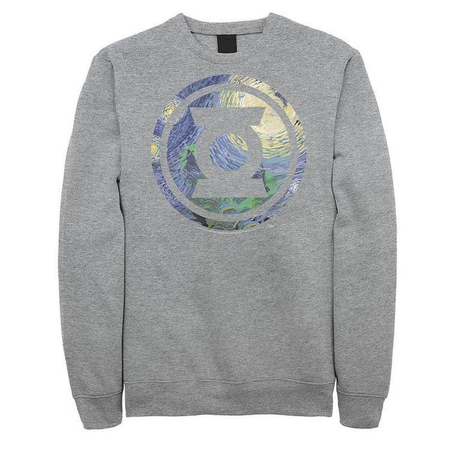 Mens DC Comics Green Lantern Starry Night Logo Fleece Sweatshirt Grey Product Image