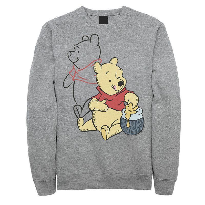 Disneys Big & Tall Winnie The Pooh Line Art Portrait Fleece, Mens Athletic Grey Product Image