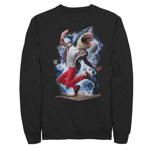 Mens Electric Shark Breakdancer Pullover Fleece Product Image