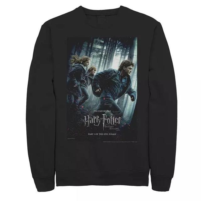 Mens Harry Potter Deathly Hallows Group Shot Poster Fleece Graphic Pullover Product Image