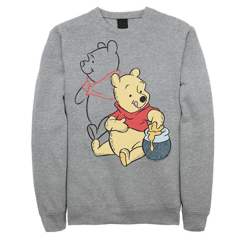 Disneys Big & Tall Winnie The Pooh Line Art Portrait Fleece, Mens Athletic Grey Product Image