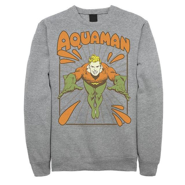 Mens DC Comics Aquaman Simple Text Logo Portrait Fleece Sweatshirt Blue Product Image