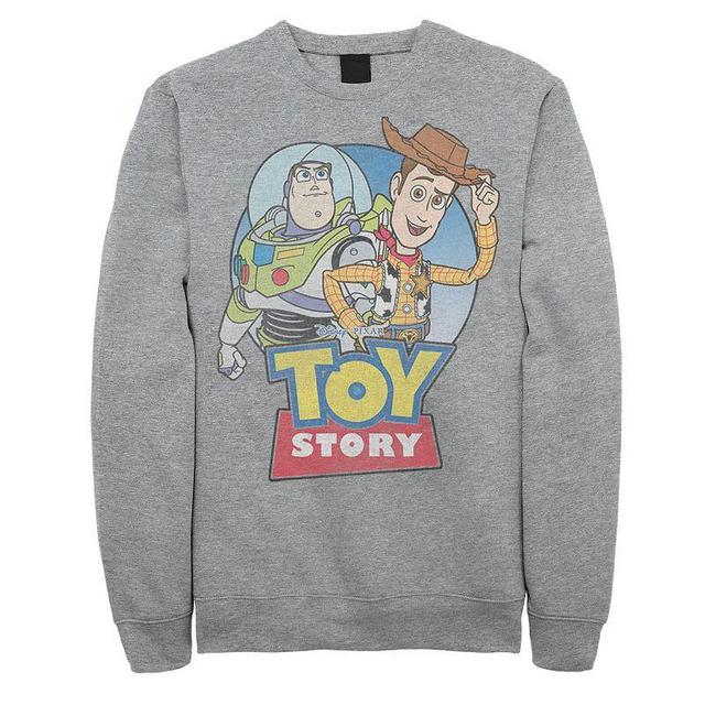 Disney / Pixar Toy Story Big & Tall Logo Buzz And Woody Fleece Sweatshirt, Mens Athletic Grey Product Image