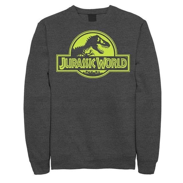 Mens Jurassic World Neon Green Classic Logo Fleece Graphic Pullover Black Product Image