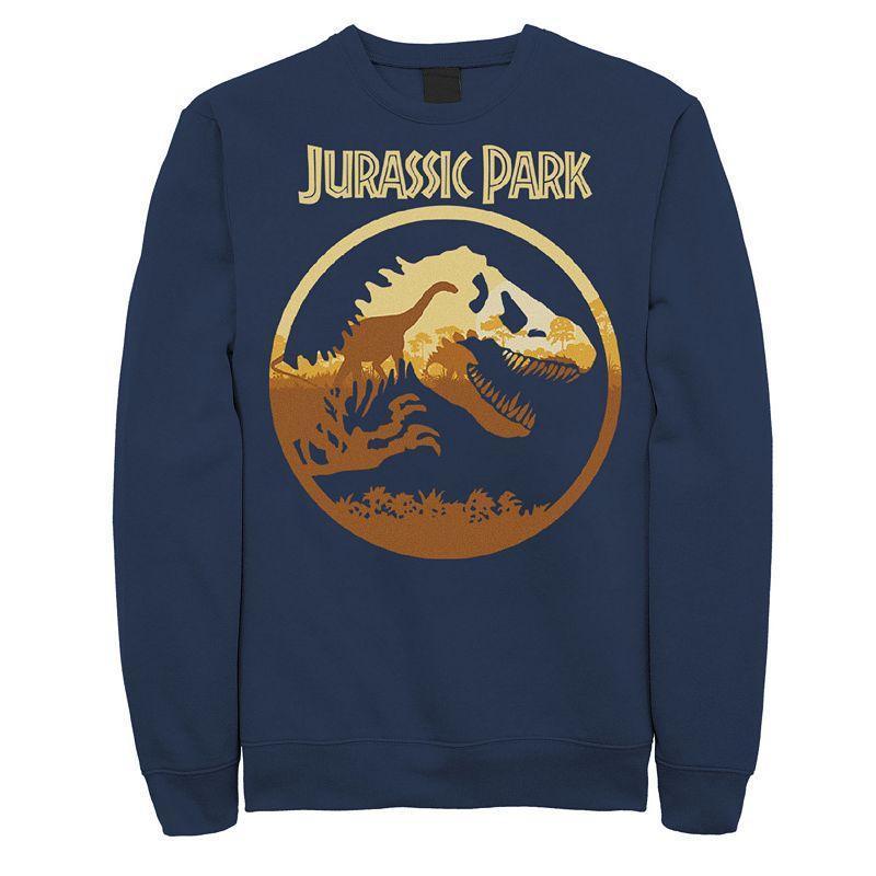 Mens Jurassic Park T-Rex Skeleton Sunset Sweatshirt Blue Product Image