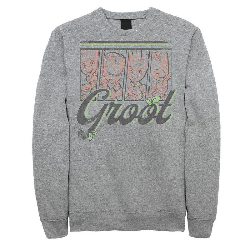 Mens Marvel Guardians Of The Galaxy Cute Groot Panels Sweatshirt Athletic Grey Product Image