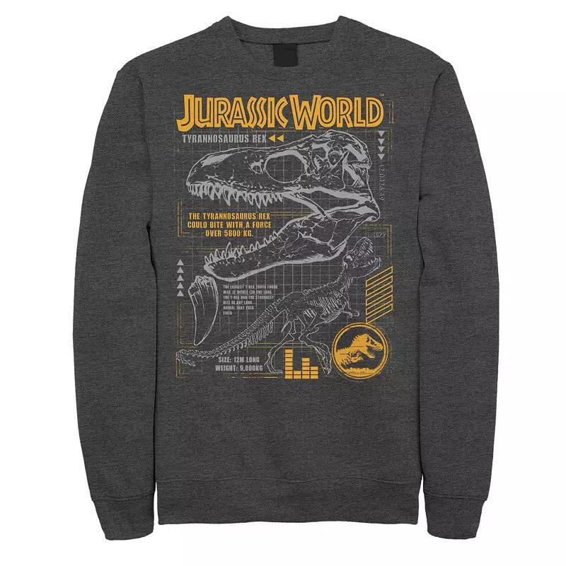 Mens Jurassic World Two T-Rex Orange Schematic Sweatshirt Grey Heather Product Image