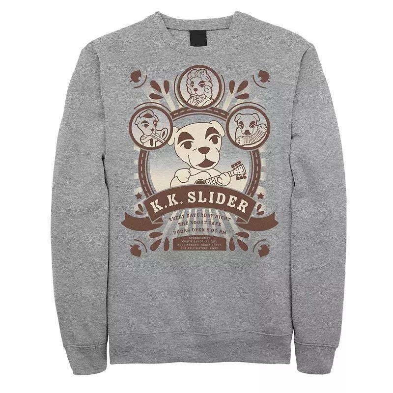 Big & Tall Animal Crossing K.K. Slider At The Roost Cafe Poster Fleece Sweatshirt, Mens Athletic Grey Product Image