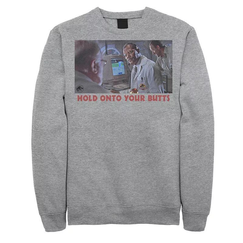 Mens Jurassic Park Doctor Ray Arnold Hold Onto Your Butts Photo Sweatshirt Athletic Grey Product Image