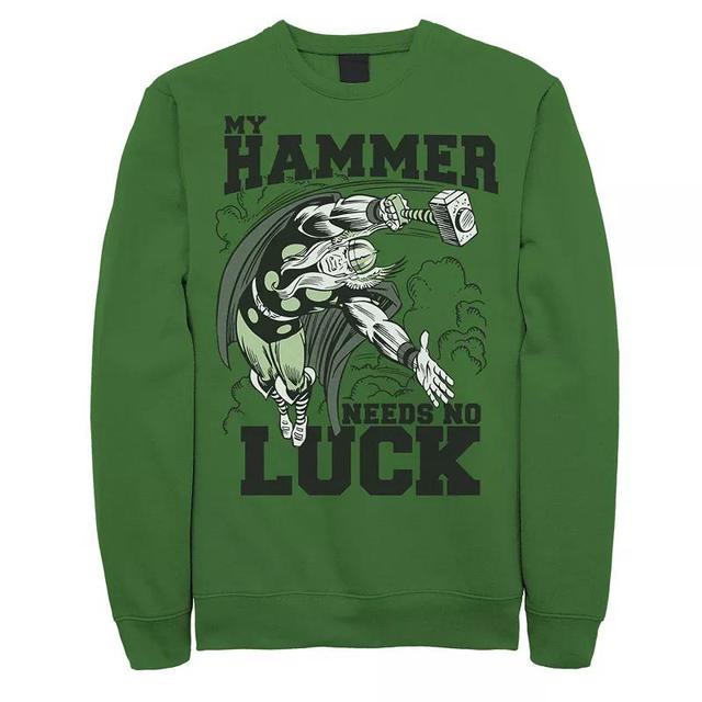 Mens Marvel Thor Hammer Needs No Luck St. Pattys Sweatshirt Product Image