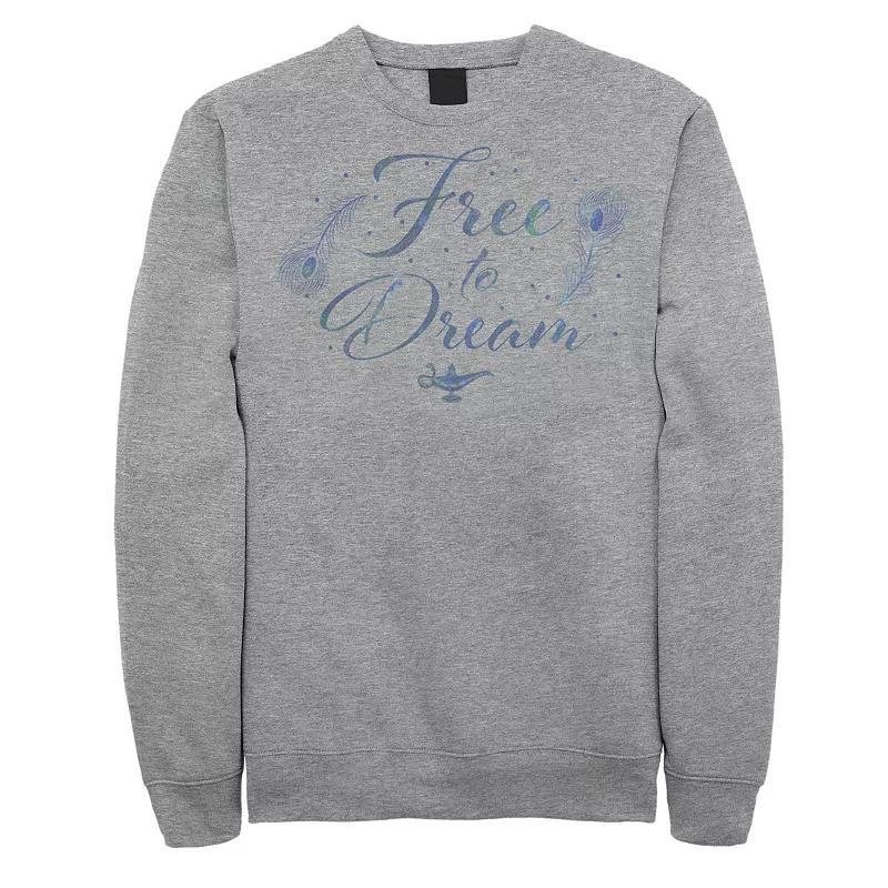 Mens Disney Aladdin Free To Dream Poster Sweatshirt Grey Product Image