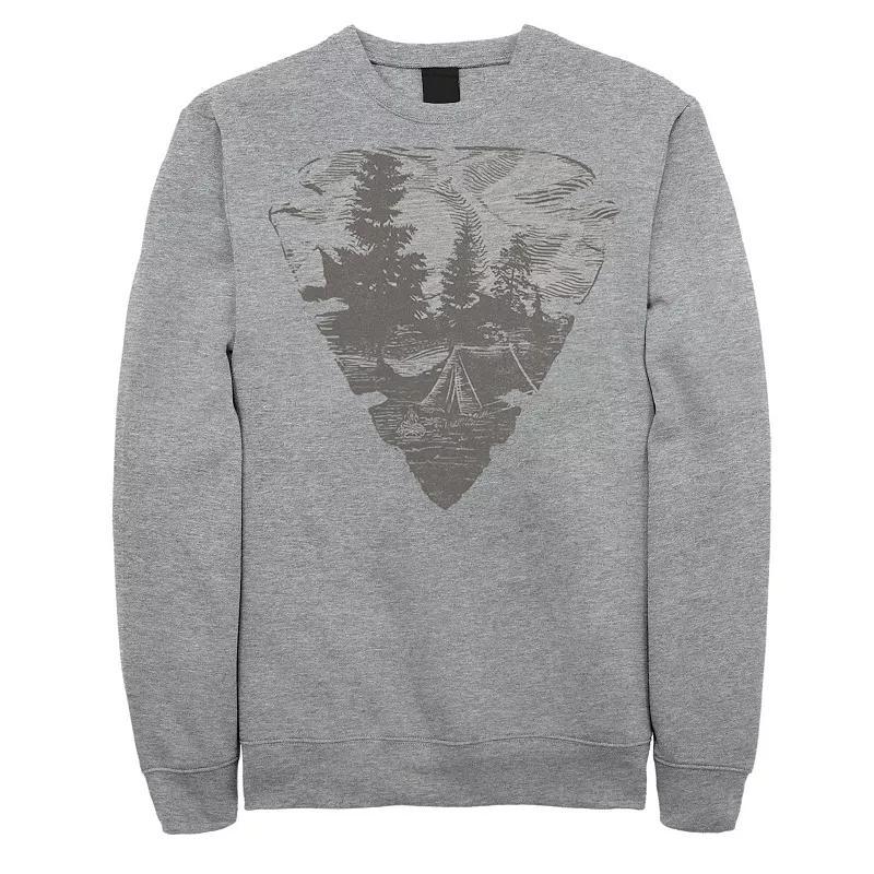 Mens Fifth Sun Arrowhead Camping Sketch Fill Sweatshirt Athletic Grey Product Image