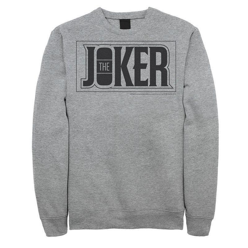 Mens DC Comics The Joker Bold Text Poster Sweatshirt Athletic Grey Product Image