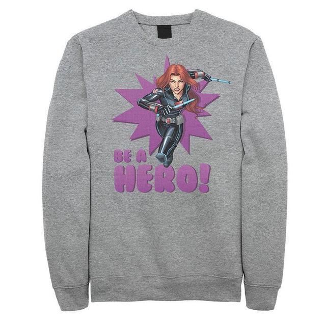 Mens Marvel Black Widow Avengers Assemble BE A HERO! Sweatshirt Athletic Grey Product Image