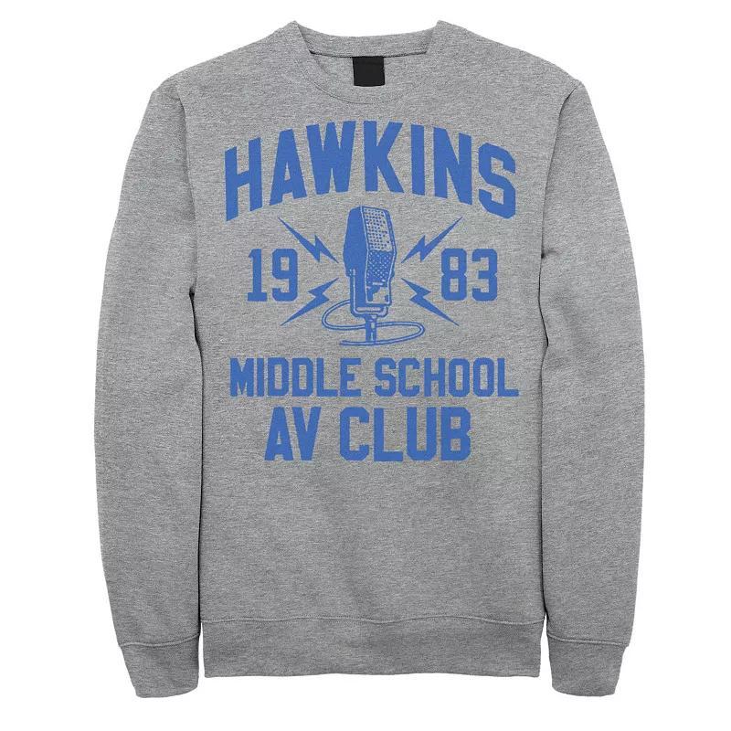 Mens Stranger Things Hawkins Middle School AV Club 1983 Sweatshirt Athletic Grey Product Image