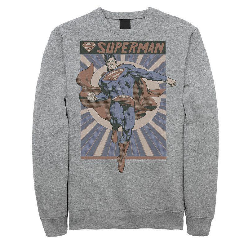 Mens DC Comics Superman Posed Pop Art Poster Sweatshirt Grey Heather Product Image