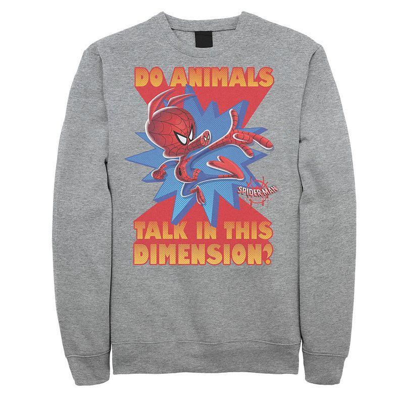 Mens Marvel Spider-Man Spiderverse Ham Quote Graphic Fleece Pullover Athletic Grey Product Image